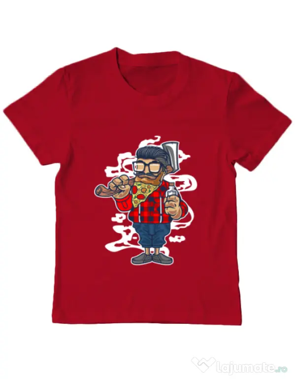 Tricou ADLER copil Pizza Beard Rosu