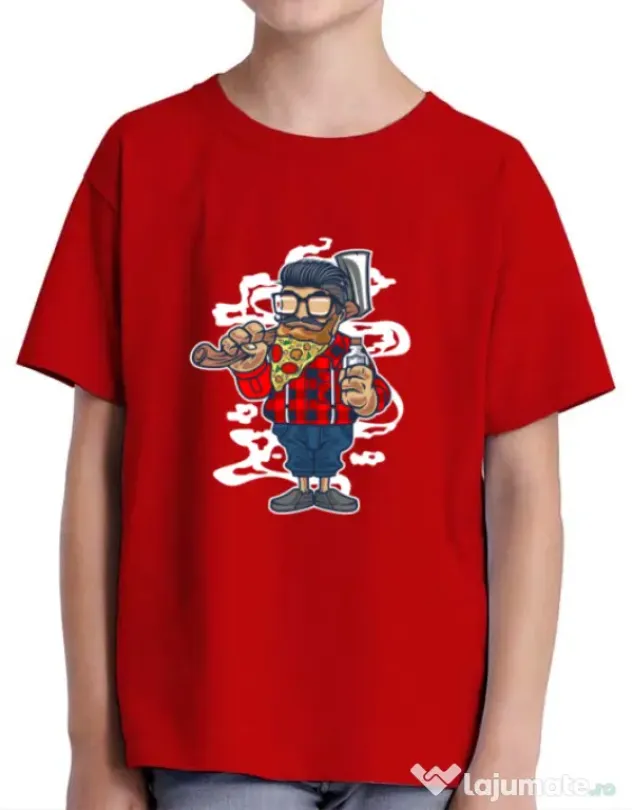Tricou ADLER copil Pizza Beard Rosu