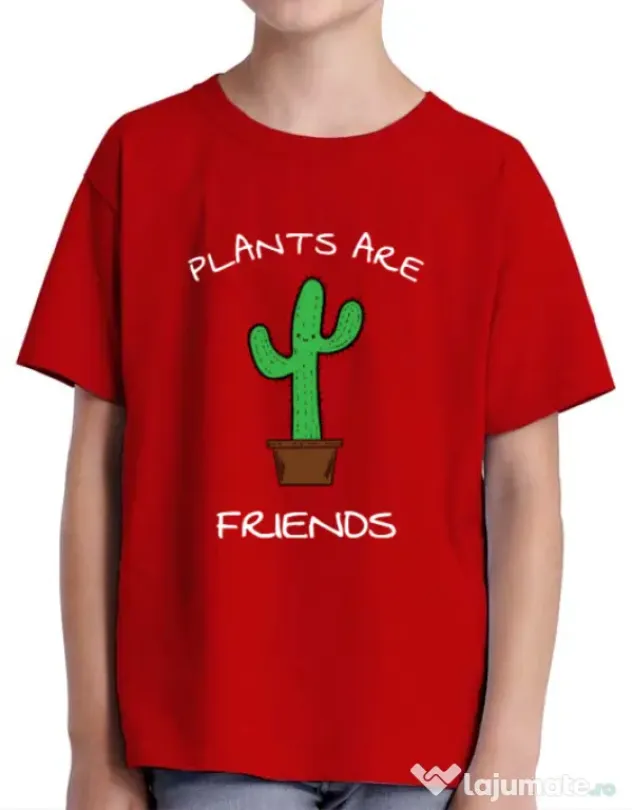 Tricou ADLER copil Plants are friends Rosu
