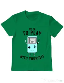 Tricou ADLER copil Playing with yourself Verde mediu