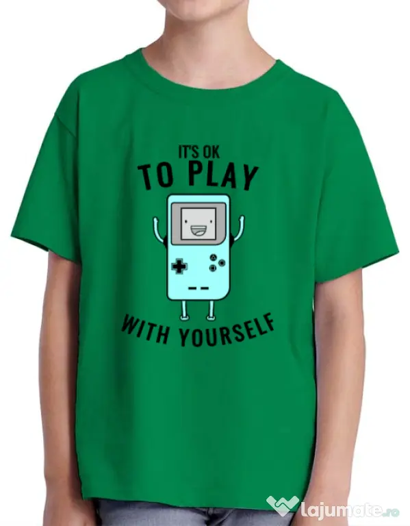 Tricou ADLER copil Playing with yourself Verde mediu