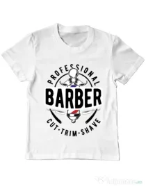 Tricou ADLER copil Professional barber Alb