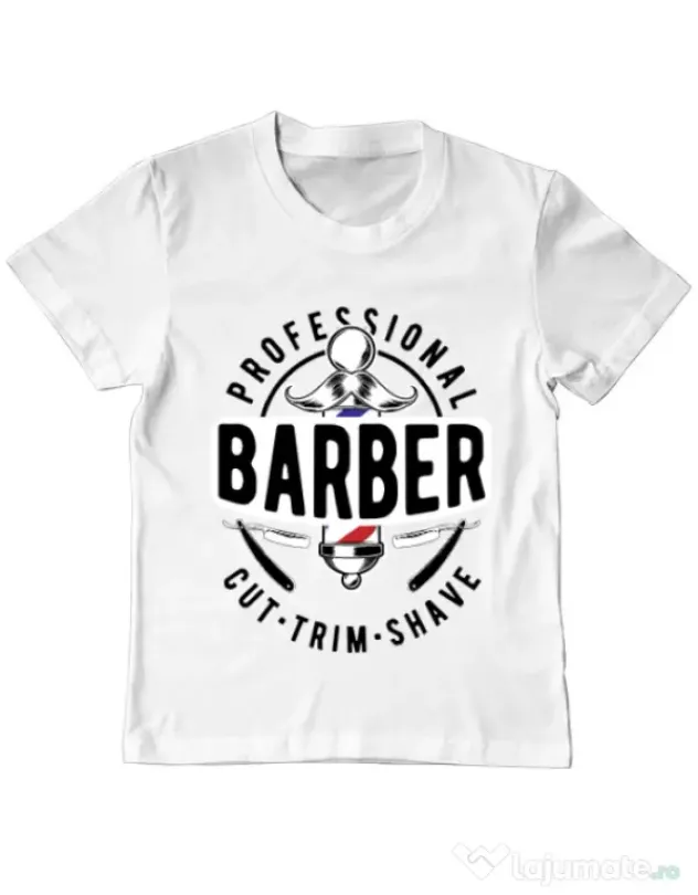 Tricou ADLER copil Professional barber Alb