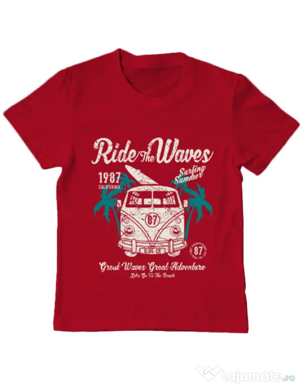 Tricou ADLER copil Ride The Waves Rosu
