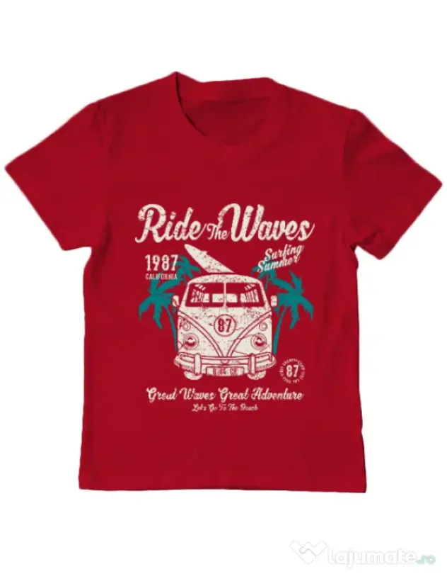 Tricou ADLER copil Ride The Waves Rosu