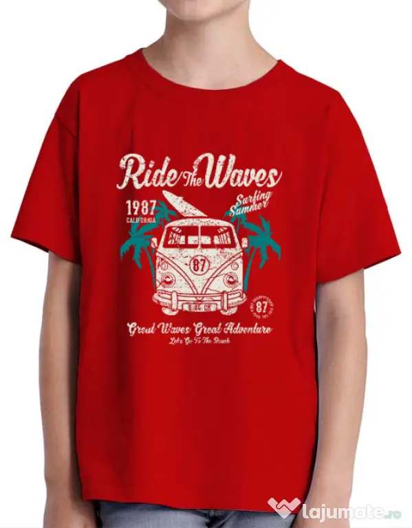 Tricou ADLER copil Ride The Waves Rosu