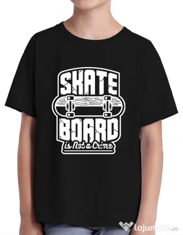 Tricou ADLER copil Skate Board Negru