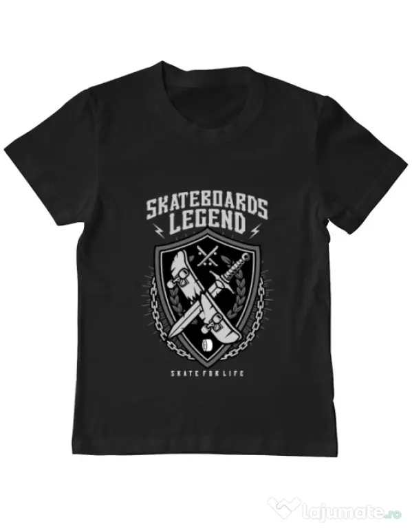 Tricou ADLER copil Skateboards Legend Negru