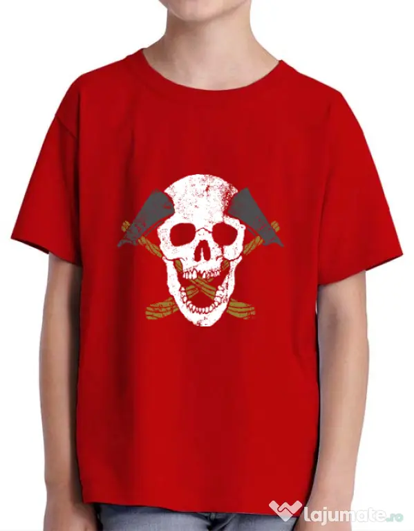 Tricou ADLER copil Skull Axe Rosu