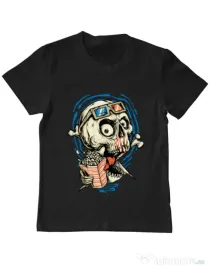 Tricou ADLER copil Skull Movie Negru
