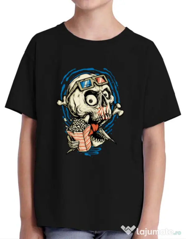 Tricou ADLER copil Skull Movie Negru