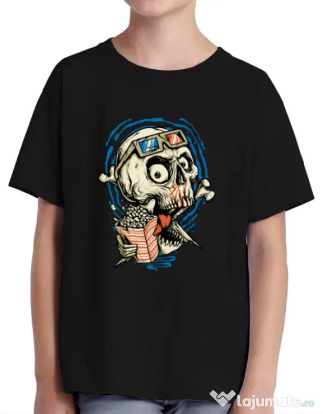 Tricou ADLER copil Skull Movie Negru