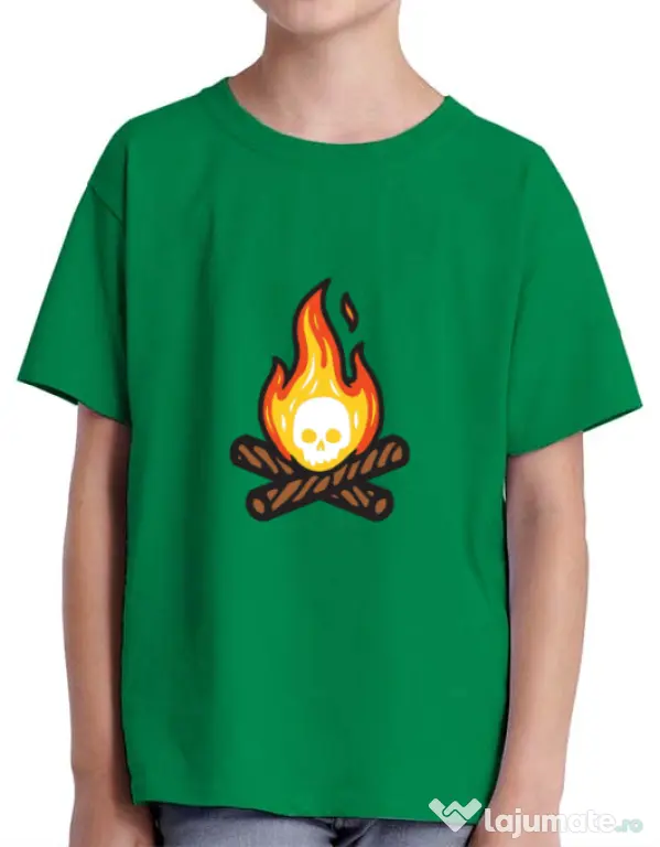 Tricou ADLER copil Skullfire Verde mediu