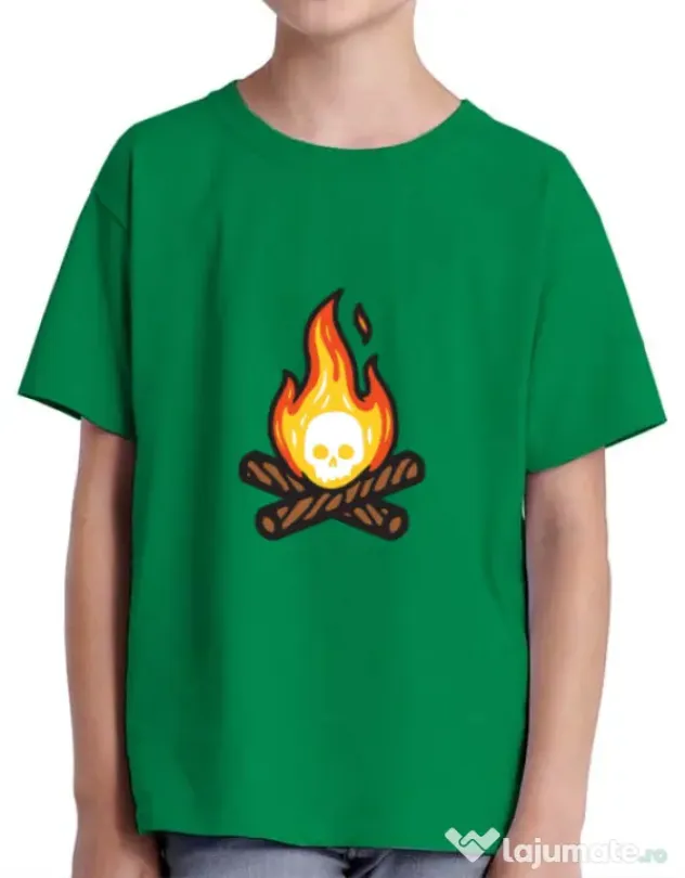 Tricou ADLER copil Skullfire Verde mediu