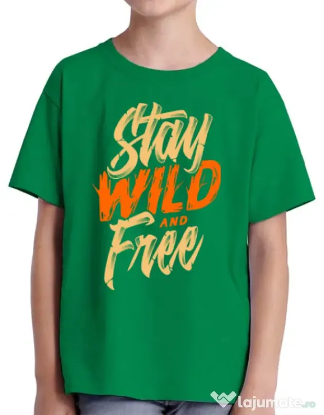 Tricou ADLER copil Stay Wild and Free Verde mediu
