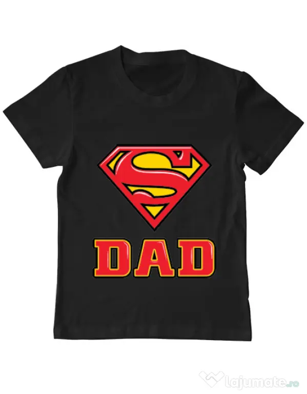 Tricou ADLER copil Super Dad Negru