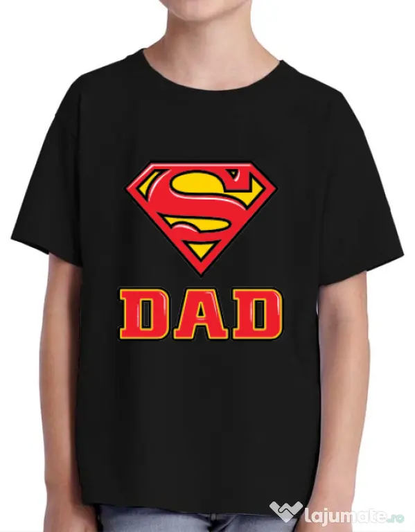 Tricou ADLER copil Super Dad Negru