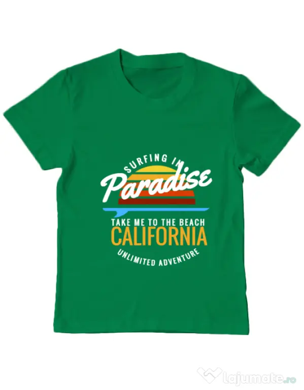 Tricou ADLER copil Surfing in paradise Verde mediu
