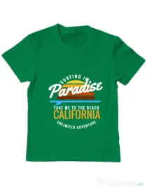 Tricou ADLER copil Surfing in paradise Verde mediu