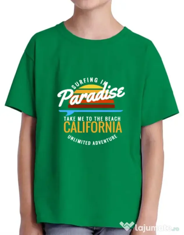 Tricou ADLER copil Surfing in paradise Verde mediu