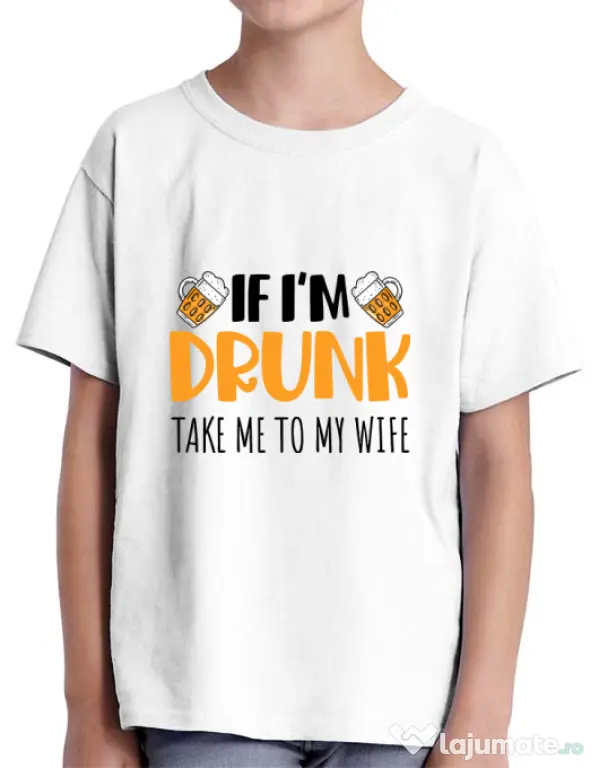 Tricou ADLER copil Take me to my wife Alb