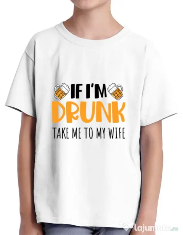Tricou ADLER copil Take me to my wife Alb