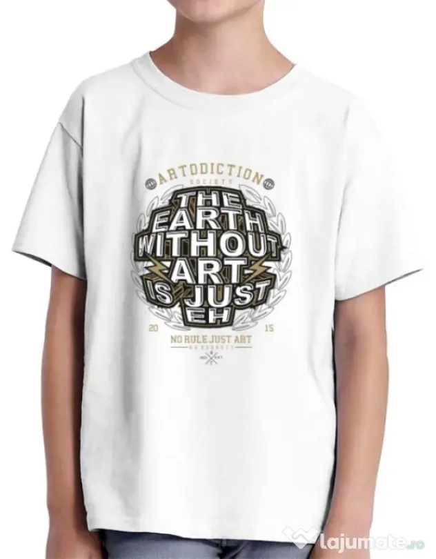 Tricou ADLER copil The Earth Without Art Alb