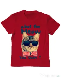 Tricou ADLER copil What the meow Rosu