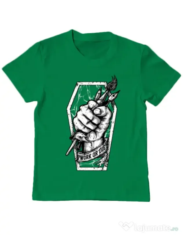 Tricou ADLER copil Work or Die Verde mediu