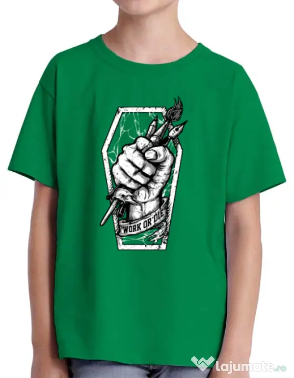 Tricou ADLER copil Work or Die Verde mediu