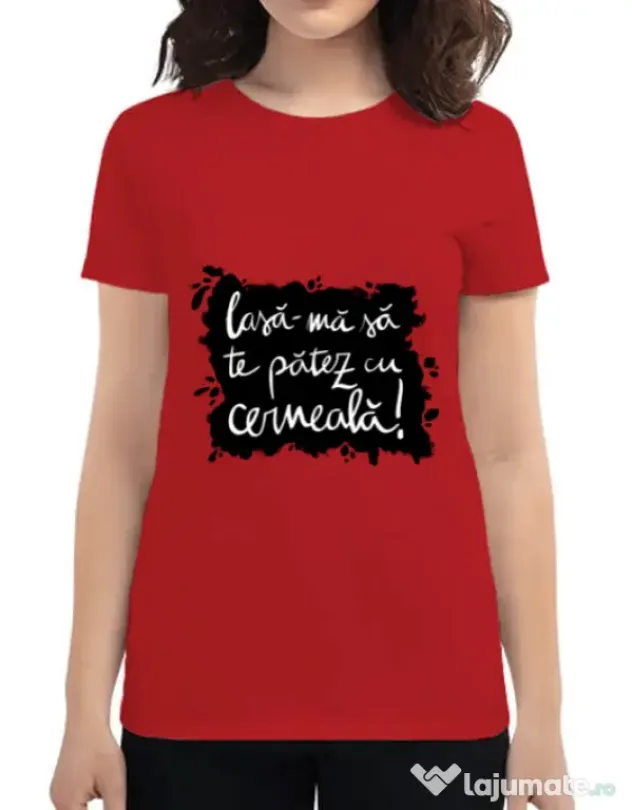 Tricou ADLER dama Te patez cu cerneala Rosu