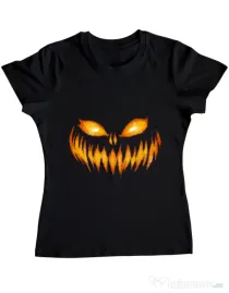 Tricou ADLER dama Scary pumpkin face Negru