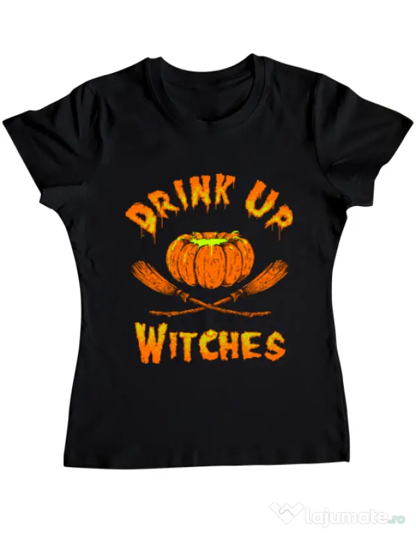 Tricou ADLER dama Drink up witches Negru