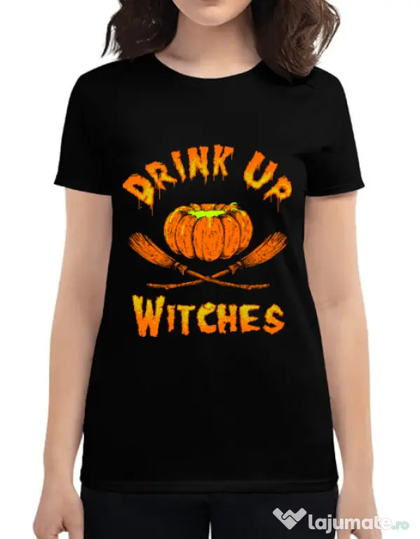 Tricou ADLER dama Drink up witches Negru
