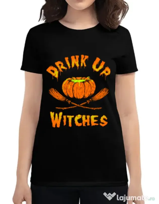Tricou ADLER dama Drink up witches Negru