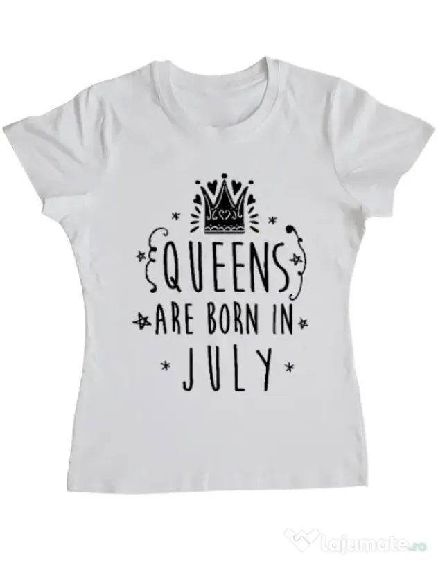 Tricou ADLER dama Queens are born in July Alb