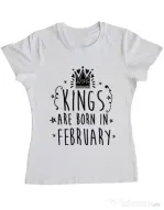 Tricou ADLER dama Kings are born in February Alb