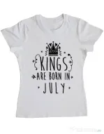 Tricou ADLER dama Kings are born in July Alb