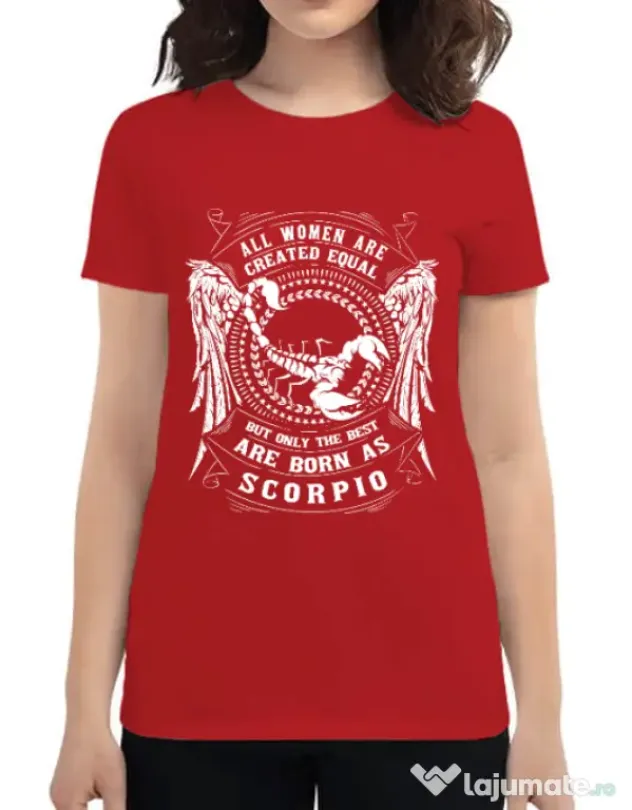 Tricou ADLER dama The best women are born as Scorpio Rosu