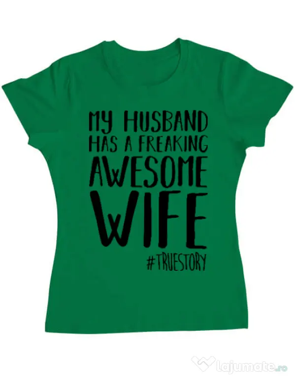 Tricou ADLER dama Awesome wife Verde mediu