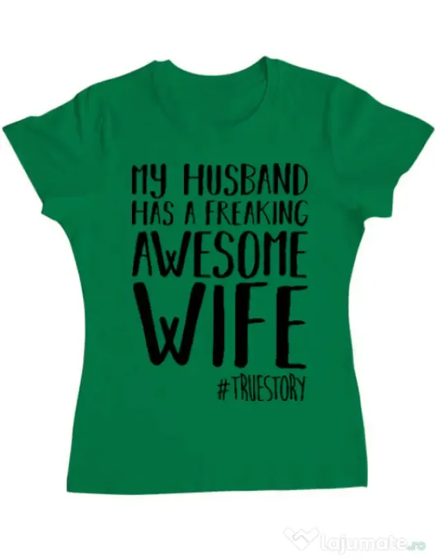 Tricou ADLER dama Awesome wife Verde mediu