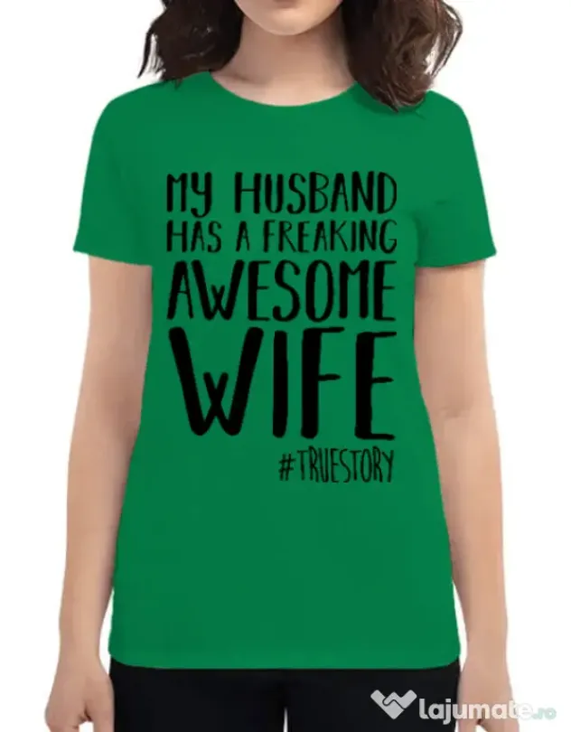 Tricou ADLER dama Awesome wife Verde mediu