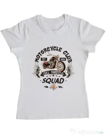 Tricou ADLER dama Motorcycle club Alb