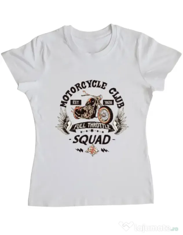 Tricou ADLER dama Motorcycle club Alb