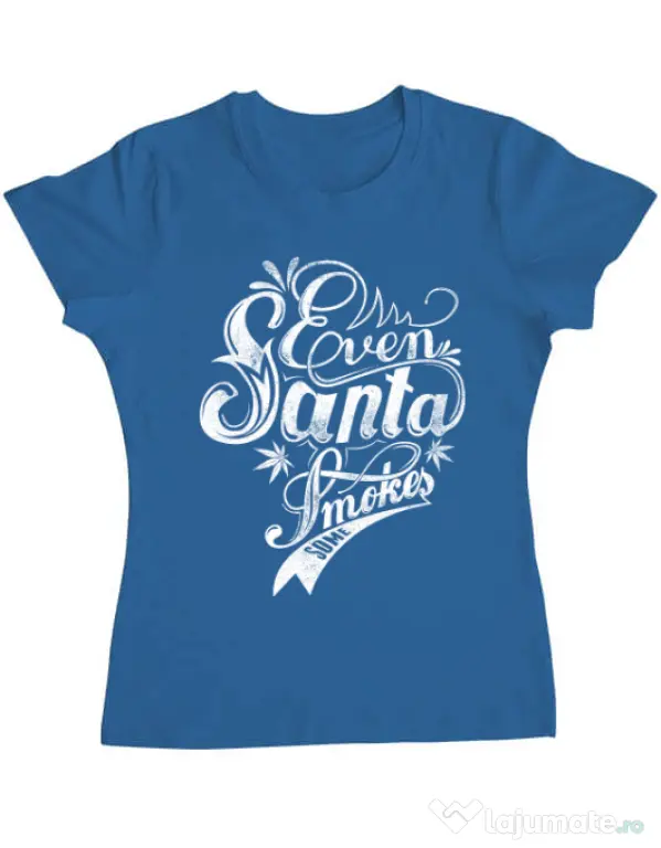 Tricou ADLER dama Even santa smokes Albastru azuriu