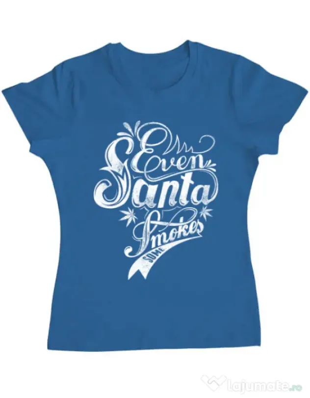 Tricou ADLER dama Even santa smokes Albastru azuriu