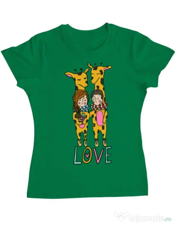 Tricou ADLER dama Giraffes love Verde mediu
