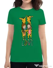 Tricou ADLER dama Giraffes love Verde mediu 