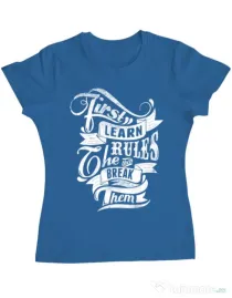 Tricou ADLER dama Learn the rules Albastru azuriu