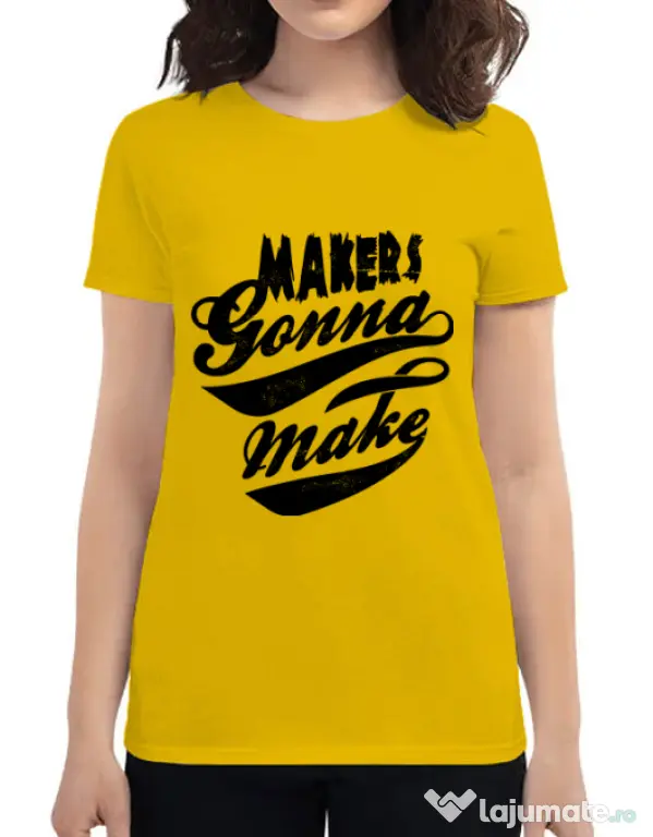 Tricou ADLER dama Makers gonna make Galben